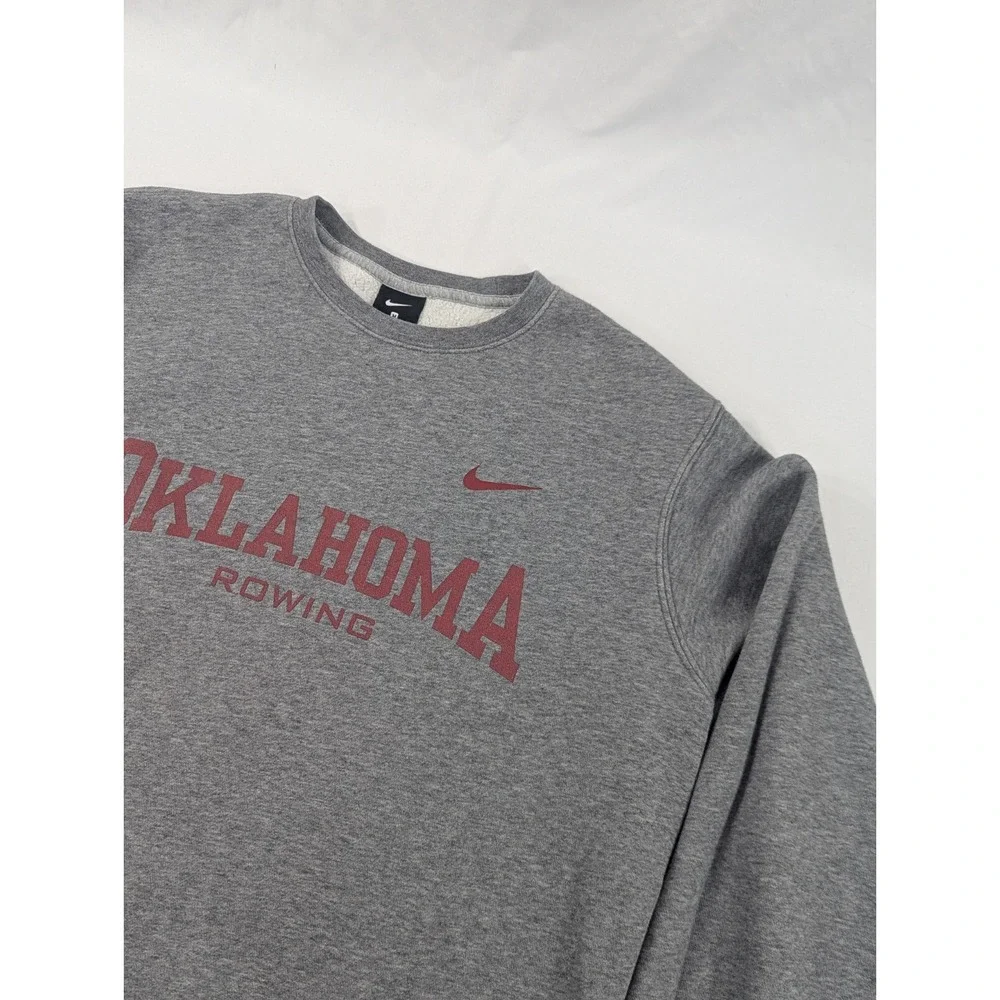 Nike Oklahoma Sooners Rowing Sweater Gray NCAA Pullover Crewneck Sweatshirt‎ Med